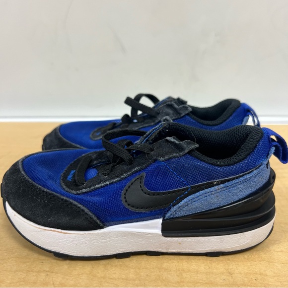 Nike Waffle One Kids Black and Blue Sneakers Size 8 - Picture 5 of 8